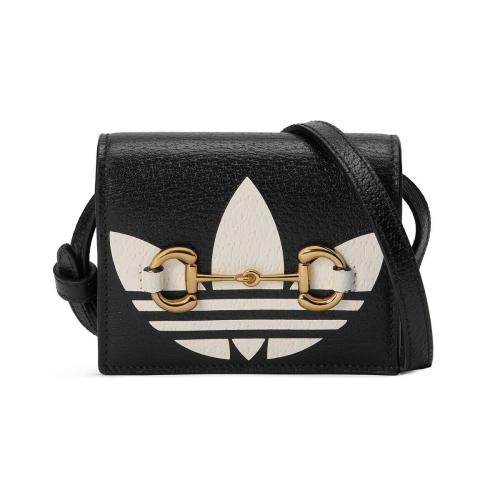  GUCCI古驰 22年秋冬 女士 adidas x Gucci联名系列饰马衔扣卡片夹 702248 DJ24G 1057