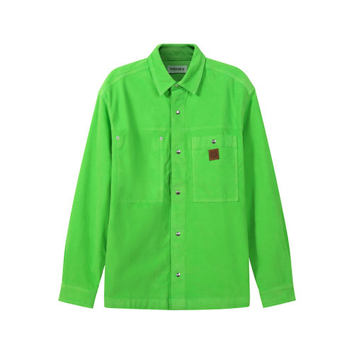 KENZO/高田贤三【22春夏新款】男士棉质宽松版长袖衬衫外套小虎头贴饰 5CH515 9CA