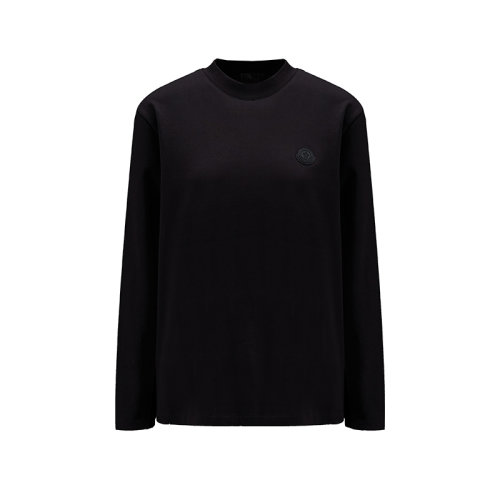 Moncler/蒙克莱 22年秋冬新款 女士黑色棉质混纺同色徽标图案长袖T恤H20938D00003899EV999