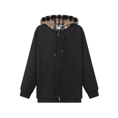 BURBERRY/博柏利 【22春夏新款】 女款棉质宽松版连帽拉链卫衣开衫运动衫外套格纹 80410711