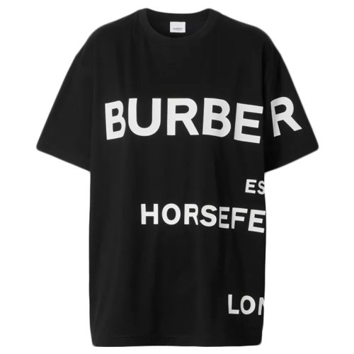 BURBERRY/博柏利 男士黑白色Horseferry 印花棉质宽松 T 恤衫80406941