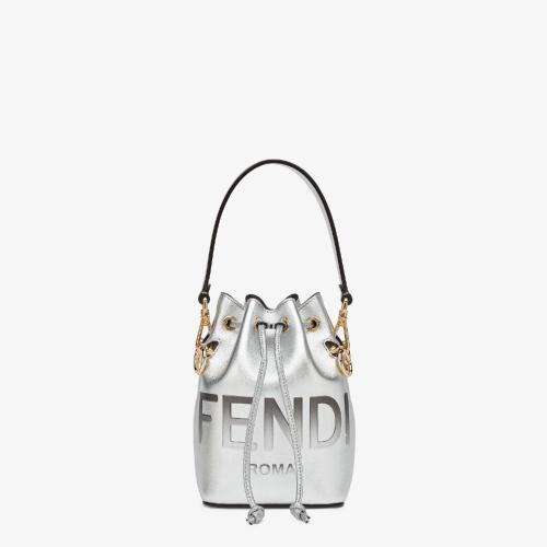  FENDI芬迪 22年秋冬 女士 手提包 银色皮革迷你手袋 8BS010AK61F0RXT