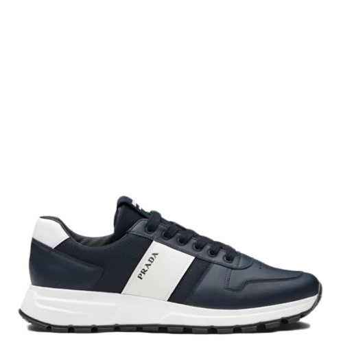 PRADA/普拉达 PRAX 01系列 男士波罗的海蓝/白色网眼织物和皮革运动鞋4E3571_3L3F_F0I33_F_G000