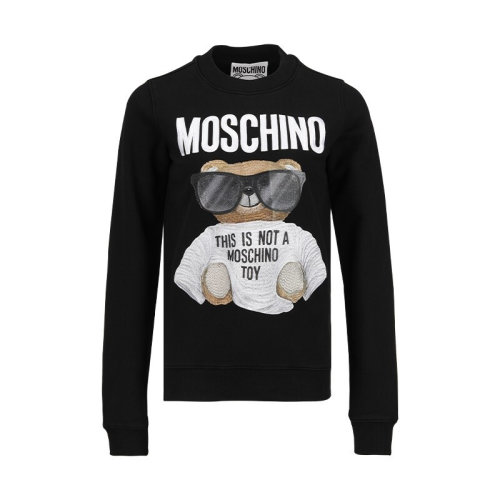 MOSCHINO/莫斯奇诺 女装 小熊图案 字母印花 女士黑色棉质连帽时尚秋冬女卫衣 EV170855271555