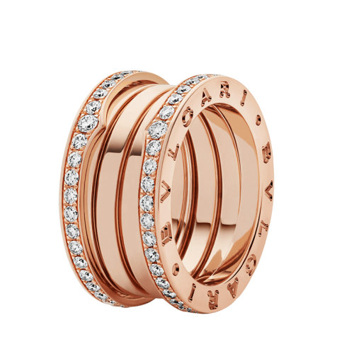 BVLGARI/宝格丽  B.ZERO1系列 18k金玫瑰金四排边缘镶有密钉钻石戒指349340