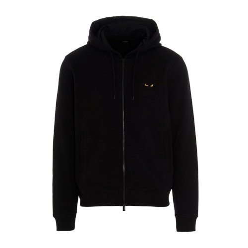 FENDI/芬迪 男士 服装 黑色拉链连帽抽绳棉质外套 男士夹克