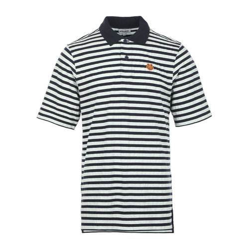 KENZO/高田贤三22春夏虎头微标条纹短袖T恤男士短POLO衫FC55PO511