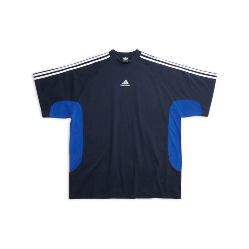 Balenciaga/巴黎世家 22年秋冬新款 ADIDAS联名系列 男女同款藏蓝色纯棉宽大短袖T恤724554TNVA64230