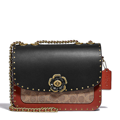 COACH/蔻驰 经典标志小牛皮 帆布 蛇皮革MADISON单肩包C3758