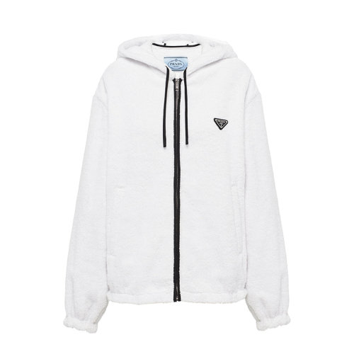 PRADA/普拉达 22年早春新款 女士 白色毛圈布棉质连帽衫卫衣P500M_1ZR3_F0009_S_211