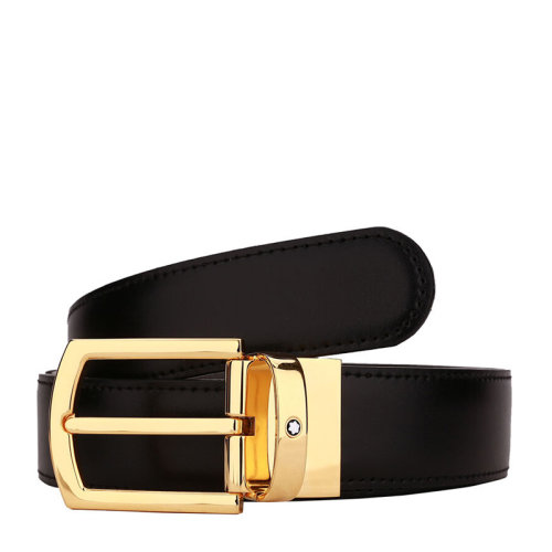 MontBlanc/万宝龙 男士双色两面可用商务休闲金色针扣男款皮带腰带 可裁剪 109739