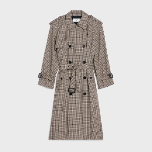  CELINE赛琳思琳 22年秋冬 女士 风衣 TOMBOY格纹华达呢风衣 2M785007O.02KE