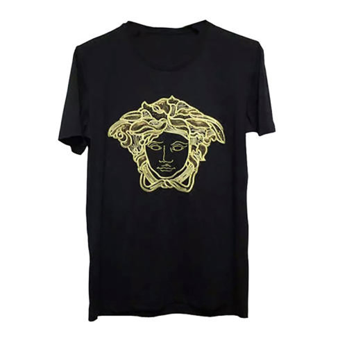 VERSACE/范思哲金线美杜莎头像黑色女士短袖T恤     bi