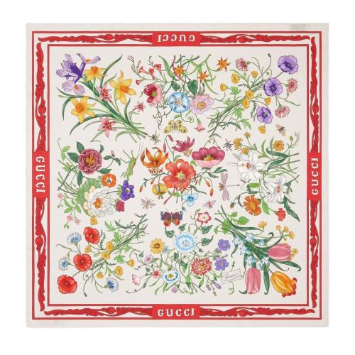  GUCCI古驰 22年秋冬 女士 花卉印花真丝围巾 699493 3G001 9074