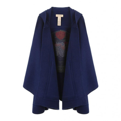 BURBERRY/博柏利  巴宝莉 女士 潮流 背部刺绣图案 深蓝色针织斗篷围巾/披肩披肩 80072131