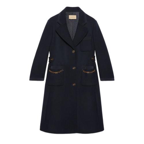  GUCCI古驰 22年秋冬 女士 GG链条羊毛大衣 669525 Z8ARD 4433 预定商品2-6周发货