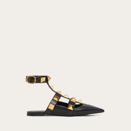 VALENTINO华伦天奴 22年秋冬 女士 平底鞋 BALLERINES ROMAN STUD EN CUIR DE VEAU 1W2S0BY5ZW