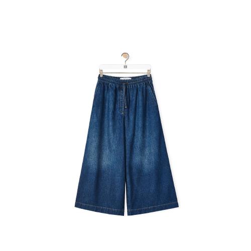  LOEWE罗意威 22年秋冬 女士 牛仔裤 Cropped jeans in denim S359Y11X41-6395