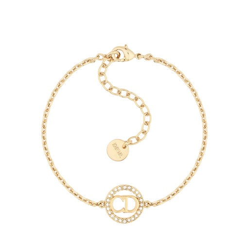 DIOR/迪奥 22新款CLAIR D LUNE系列 女士金色饰面金属“CD”标志银色调仿水晶装饰手链B1627CDLCY_D03S