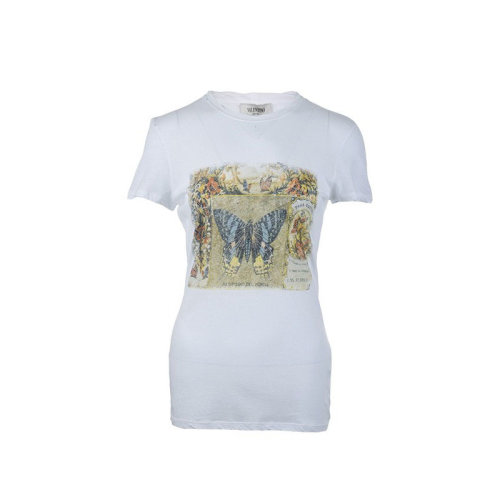 Valentino/华伦天奴  女装 时尚百搭 圆领 女士白色棉质短袖T恤 MB3MG04L34N 0BO HKY015678