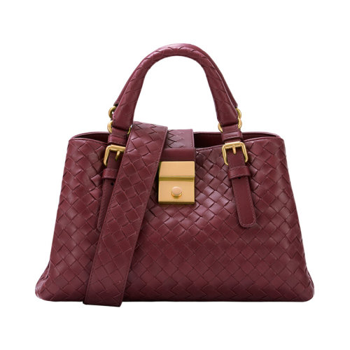 Bottega Veneta/葆蝶家 宝缇嘉 女士 方形包 编织纹酒红色皮质手提包单肩包 576337VQ13C6208 HJH0015X