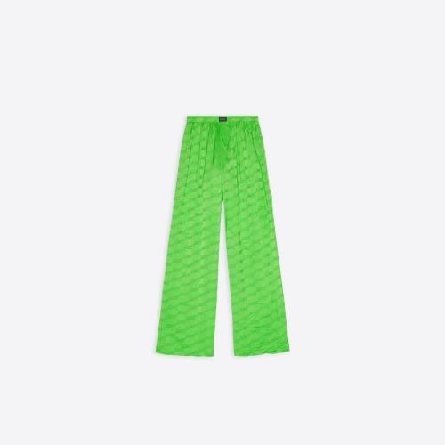  BALENCIAGA巴黎世家 22年秋冬 女士 休闲裤 Womens Bb Monogram Pyjama Trousers in Green 659