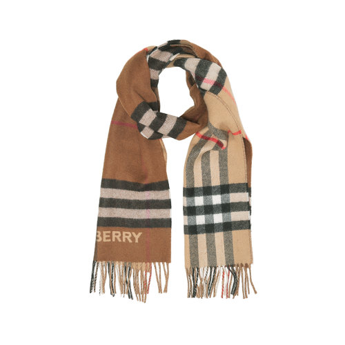 BURBERRY/博柏利 【22秋冬新款】 男女通用款山羊绒双面围巾对比感格纹 80453291