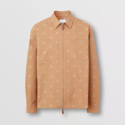  BURBERRY 22年秋冬 男士 专属标识装饰棉质拉链前襟衬衫 80557371