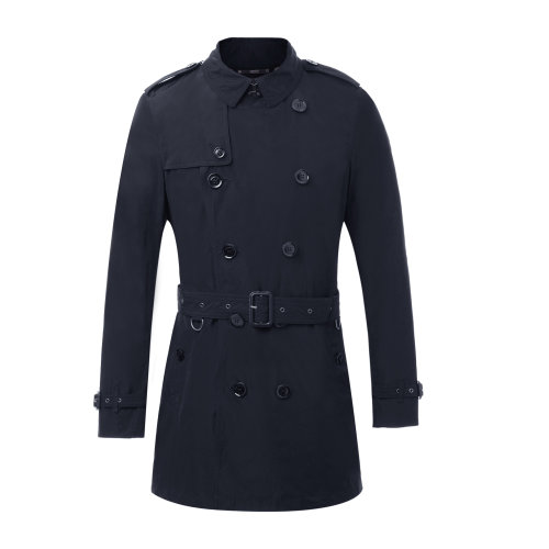 经典款风衣 BURBERRY/博柏利 男士风衣 BRIT系列聚酯纤维翻领双排扣腰带后中开叉中长款男士长袖风衣男士外套男装38011451