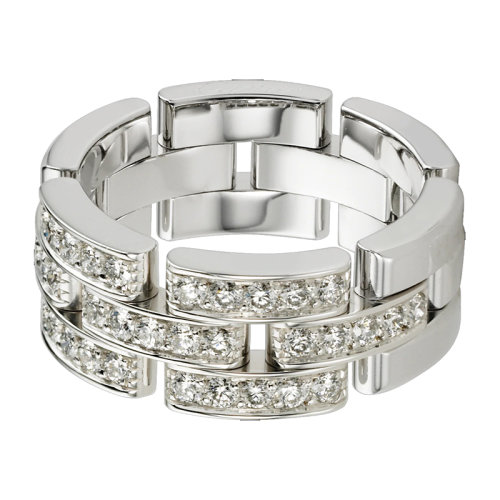 CARTIER/卡地亚 MAILLONPANTHèRE 18K金白金镶嵌钻石三圈戒指B4127200