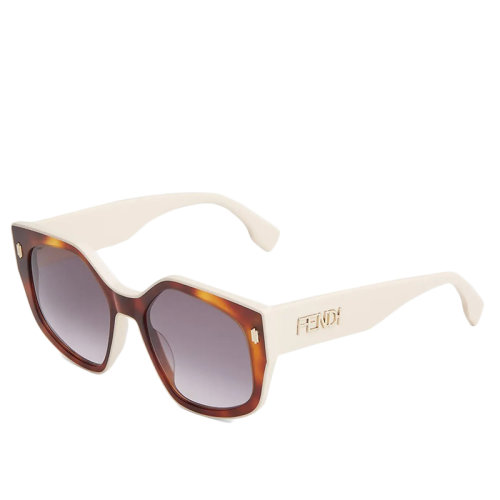FENDI/芬迪 女士烟灰色镜片和奶油白色醋酸纤维镜架太阳镜FOL010V1PF1FVD
