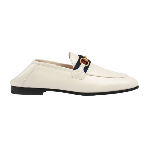 GUCCI/古驰 女士白色皮革锥形织带莫卡辛鞋乐福鞋631619CQXM09065