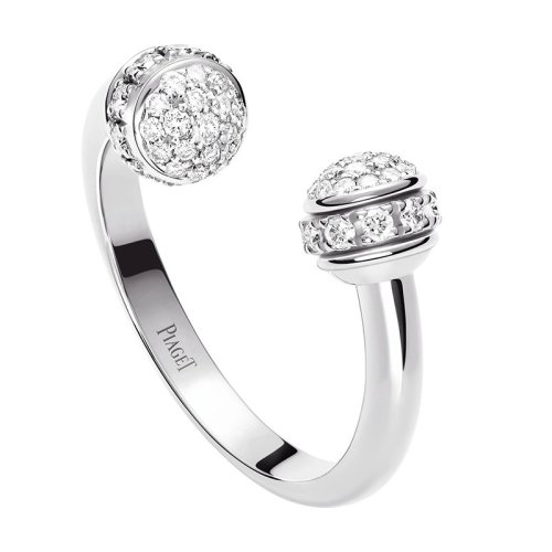PIAGET/伯爵 经典POSSESSION时来运转系列 18K金白金满钻开口戒指 G34P5F00