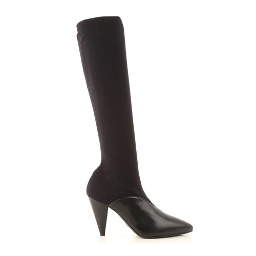 PRADA/普拉达 女士黑色拼接及膝靴子 1W907I-77F-F0002