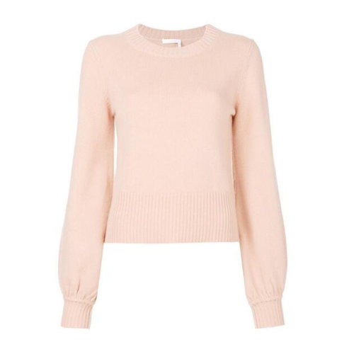 CHLOE/克洛伊  蔻依女装   百搭 女士粉色羊绒时尚圆领秋冬针织衫/毛衣 17AMP0317A500NR6K6