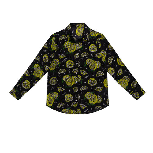 SHOKAY/绣嘉 女士长袖衬衫 桑蚕丝柠檬印花图案