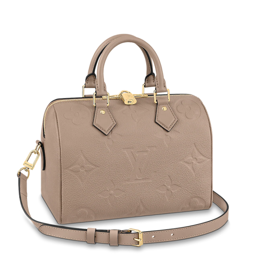 Louis Vuitton/路易威登 22春夏新款SPEEDY 25系列 女士鸽子灰压纹粒面牛皮老花压花金扣单肩斜挎手提包M59273