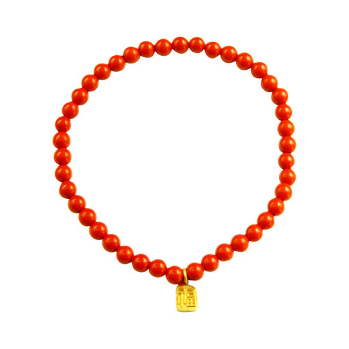GJY/古金玥【福气满满】高含量朱砂手串999黄金福字转运珠手链
