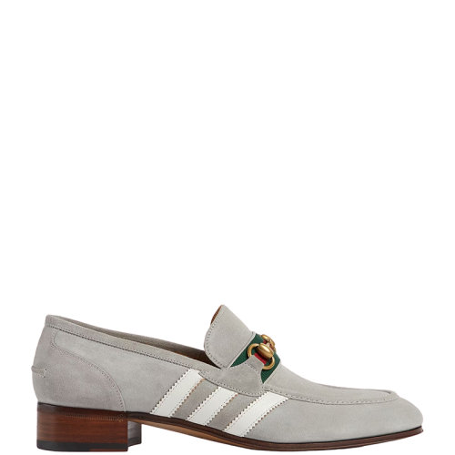 GUCCI/古驰 22年秋冬新款 adidas联名系列 男士灰色绒面革马衔扣乐福鞋7022831DPM01470