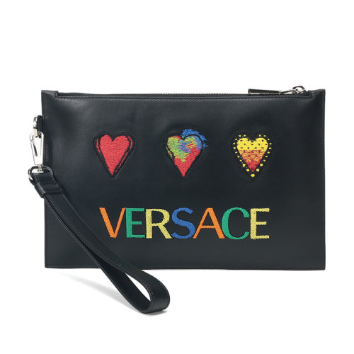 VERSACE/范思哲  男女通用款 刺绣图案皮质手拿包 DP84725 DVT06