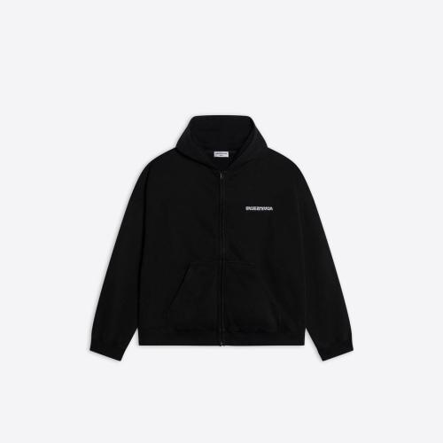  BALENCIAGA巴黎世家 22年春夏 女士 卫衣 Turn Wide Fit Zip-up Hoodie in Black 674728TLVB49 预定商品1-3周发货