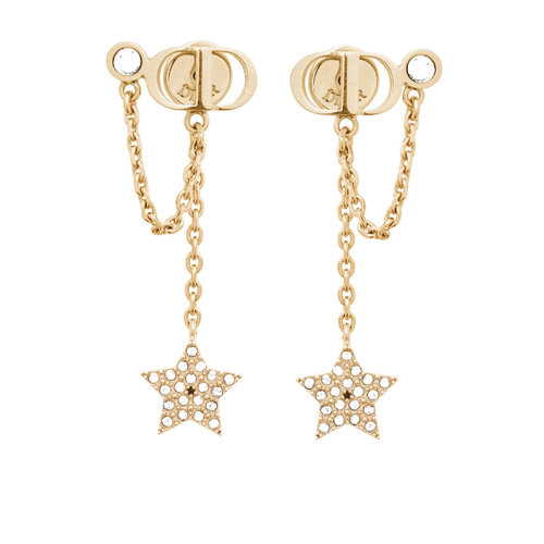 DIOR/迪奥 金色CD镶嵌白水晶星星耳钉 E1282PMTCY_D301