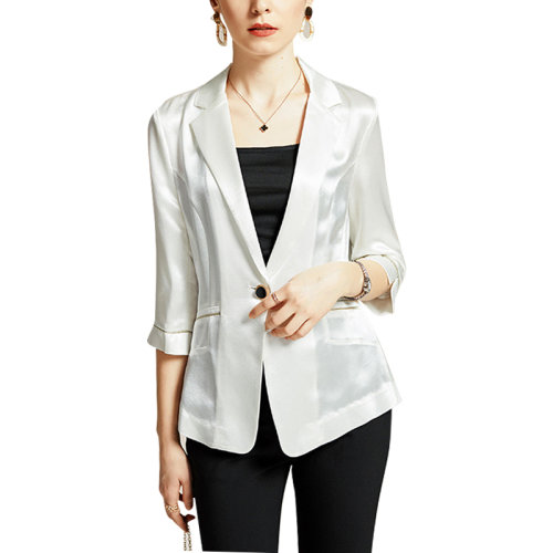 GeleiStory/GeleiStory   春夏新款女装三醋酸缎面七分袖西装外套女纯色修身上衣     女装＞女士外套＞女士夹克