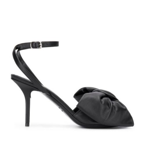 Balenciaga/巴黎世家 女士黑色皮革拼接半包高跟凉鞋 579294WAWN01000