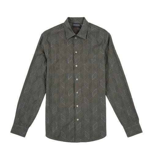 Emporio Armani 男士 灰绿色 纯色基础衬衫  91SM0L-911F5-039