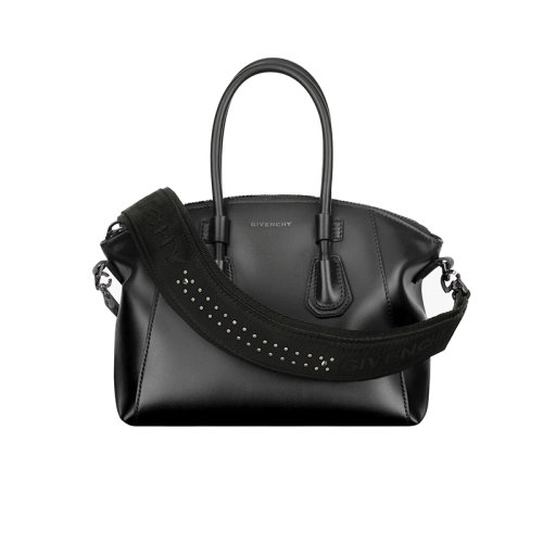 Givenchy/纪梵希 22新款 女式小号黑色小牛皮拉链开合金属字母标志钌饰面金属调节拆卸肩带单肩斜挎手提包BB50NVB1HT-001