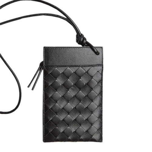 Bottega Veneta/葆蝶家  女士黑色皮革编织钱包手拿包女包629548-VCPP3-8803