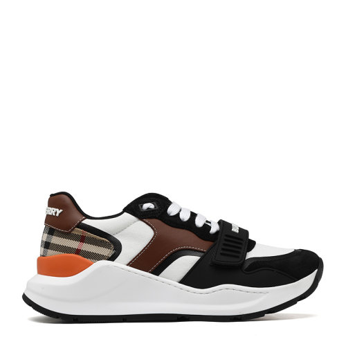 BURBERRY/博柏利21春夏Vintage 格纹皮革拼麂皮男士休闲运动鞋8039112