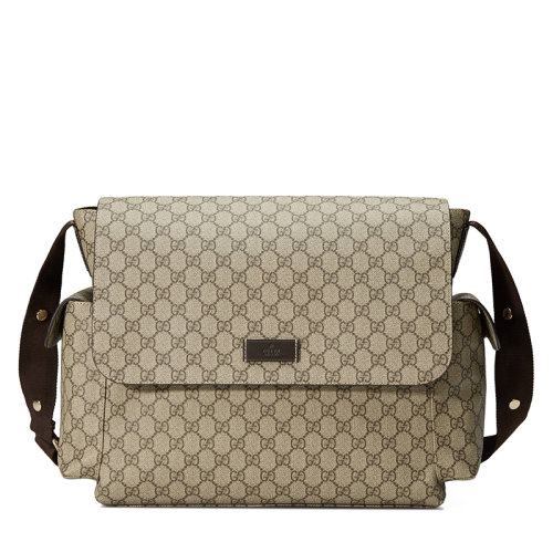 GUCCI/古驰  米色/乌木色GG老花帆布翻盖婴儿更衣袋?211131KGDIG8588