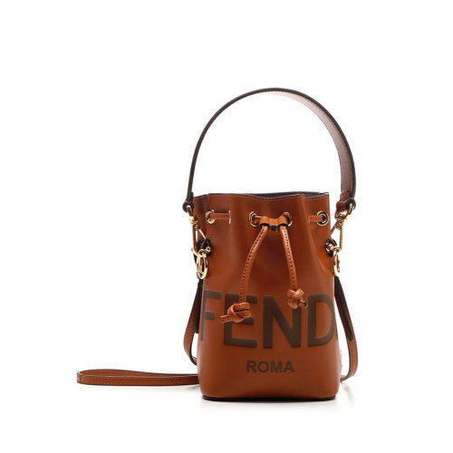 FENDI/芬迪   MON TRESOR系列 女士白色小牛皮金属配件水桶包手提包 8BS010AC9LF0K7E